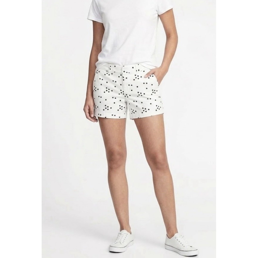 Tommy Hilfiger Shorts Women's 10 White Star Printed Chino Cotton Casual Stars